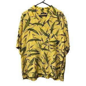 Luca Dimarco Men's XL Yellow Bamboo Leaf Vintage Button-Up Shirt Beachy **READ**